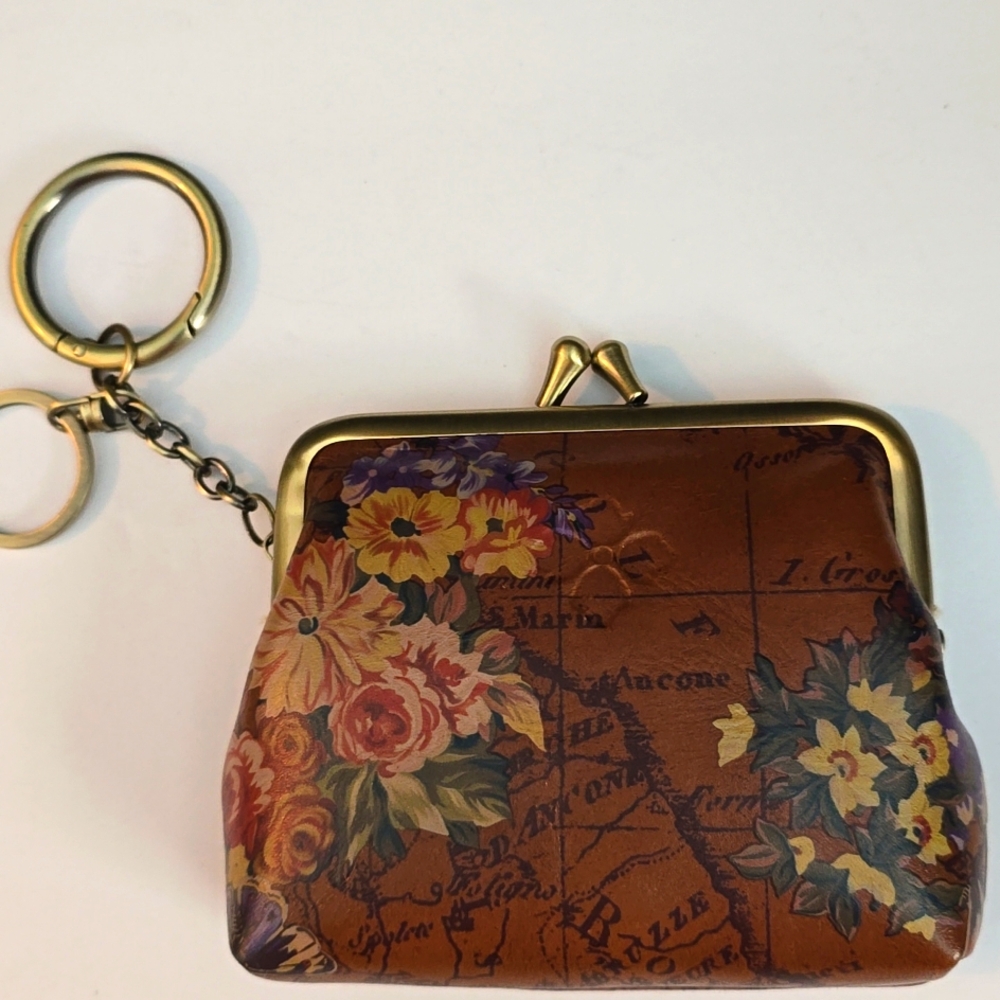 Patricia NASH ENGLISH GARDEN MAP Print Coin Purse with Keychain